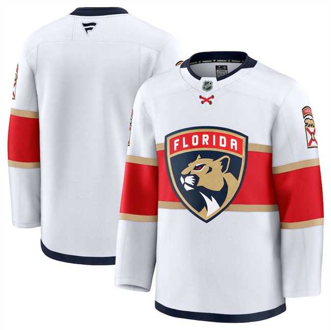 Mens Florida Panthers Blank White 2024-25 Away Stitched Hockey Jersey Dzhi